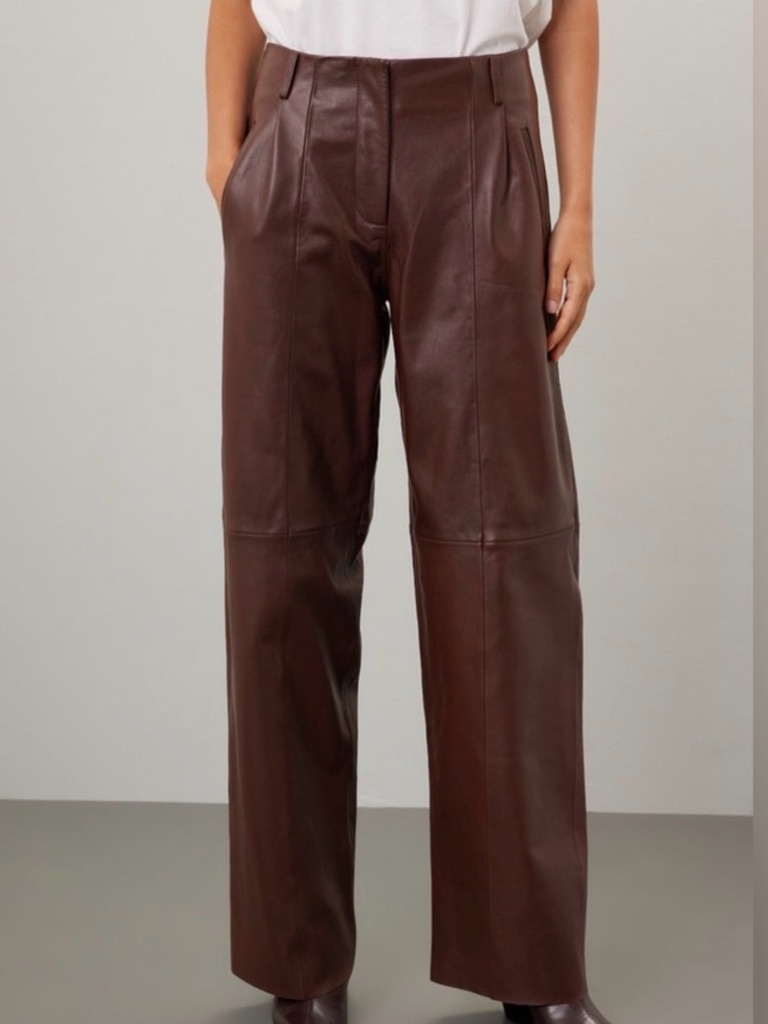 Veda Brown Leather Trouser Pants Sz 2
